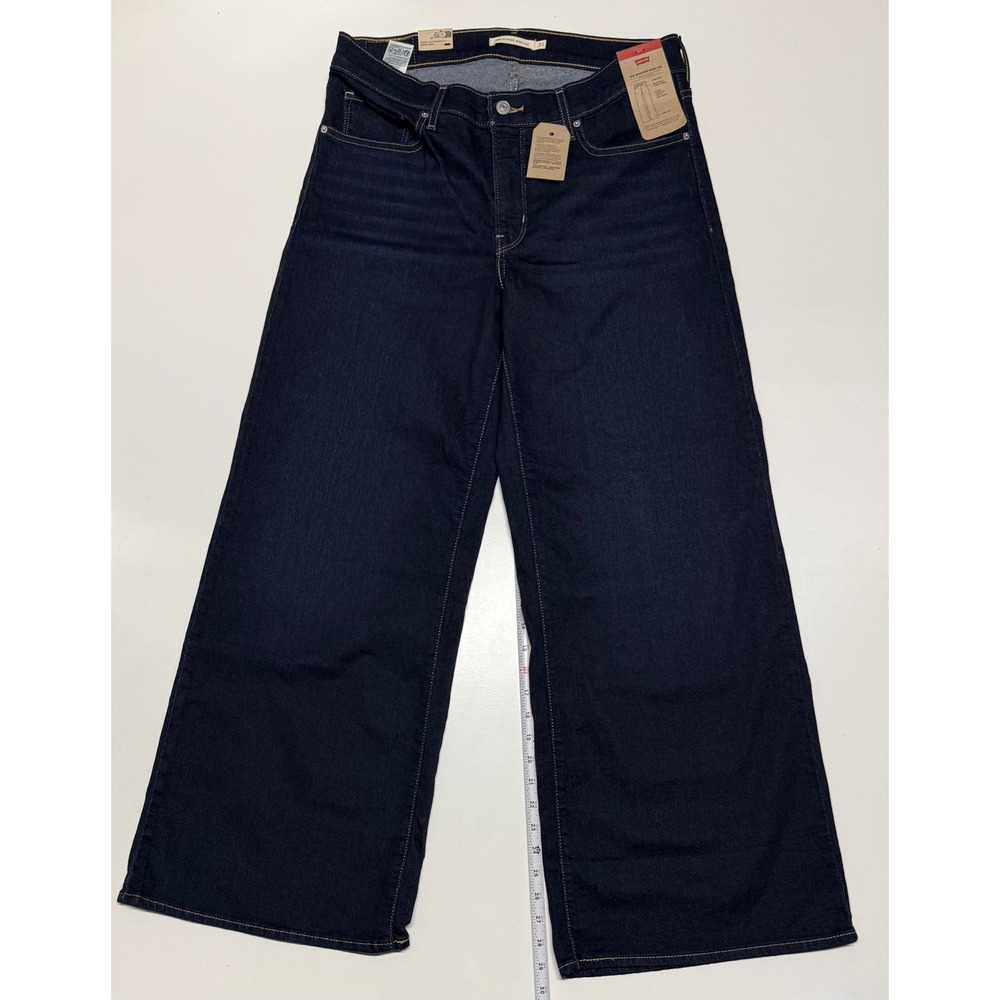 Levis 318 Shaping Wide Leg Jeans Indigo Blue Stretch Denim 31x30 NEW